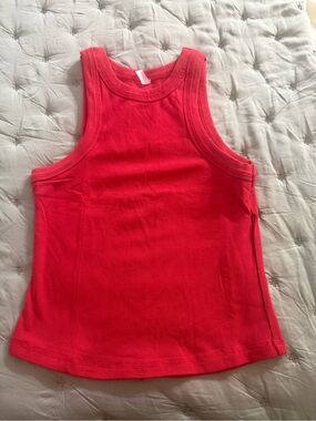 FP Movement by Free People Bright Coral Ribbed Tank Top